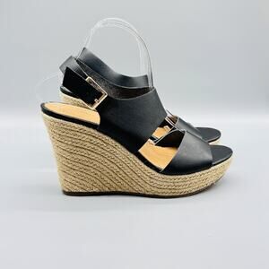 J Crew Shoes Womens Size 8.5 Espadrille Wedge Sandals Platform Leather Buckle